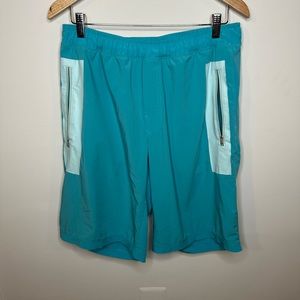 Lululemon Long Athletic Shorts Men Large Side Zip Pockets Stretch Waist Bottom